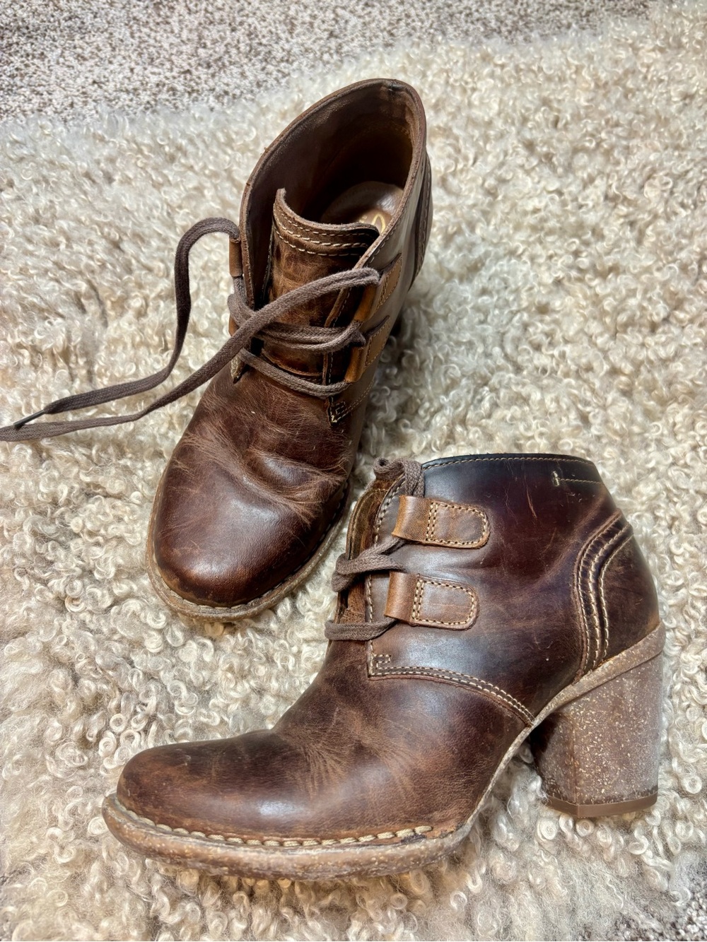 Clark’s Brown Leather Women’s Ankle Boots - distressed leather look
